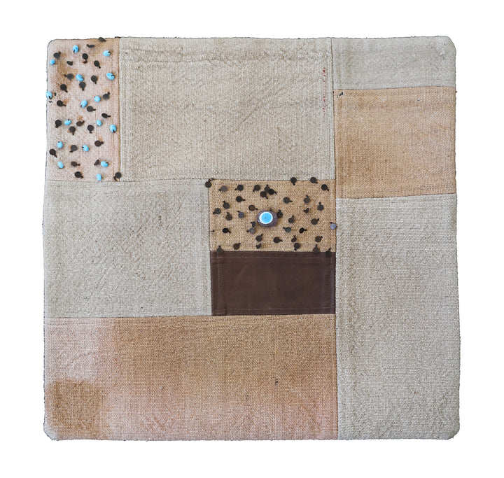 20"x21" Pillow | Cream & Tan | Turkish Patchwork Pillowcase
