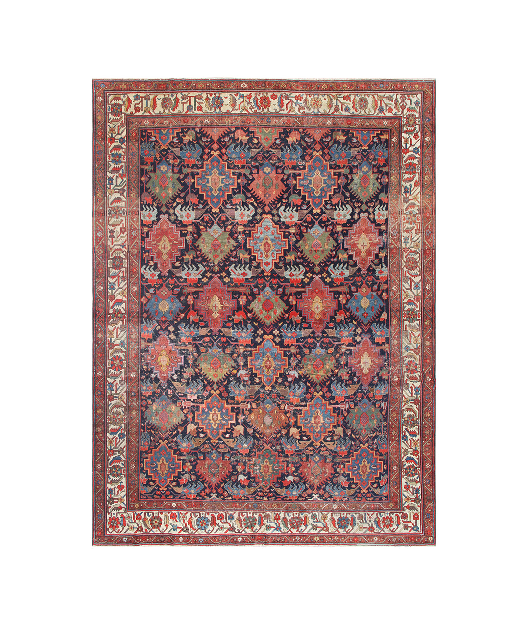 10' x 12' Colorful Geometric Antique Bakhtiar Rug | Early 1900s Persian Rug