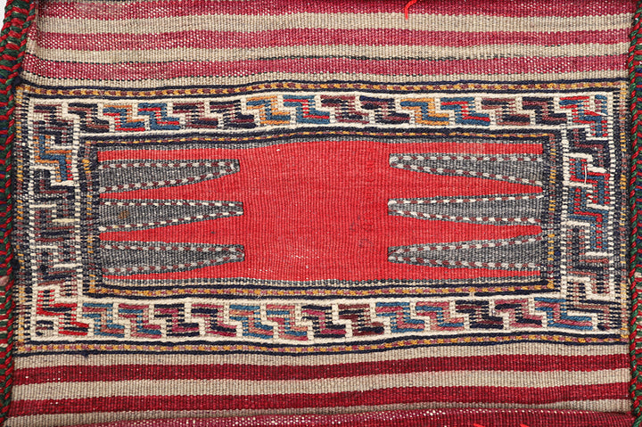 1'x3' Vintage Persian Saddle-Bag Rug | Organic Wool Earth Tones