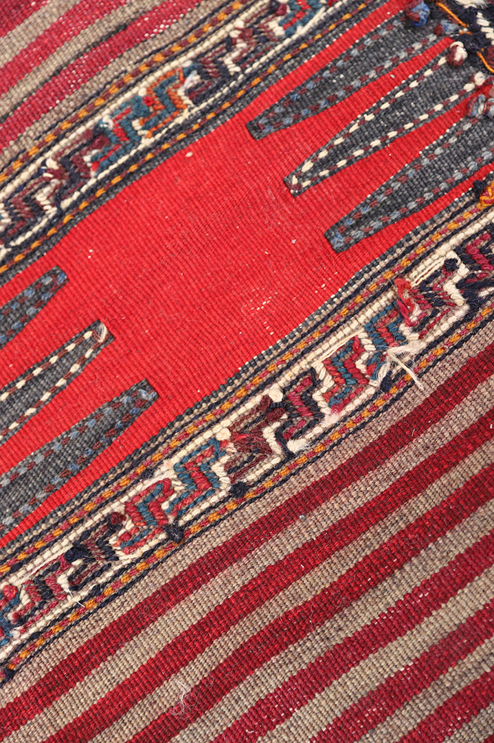 1'x3' Vintage Persian Saddle-Bag Rug | Organic Wool Earth Tones