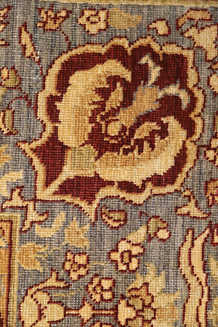 9'x12' Hand-Knotted Afghan Agra Rug – Organic Wool, Burgundy & Blue