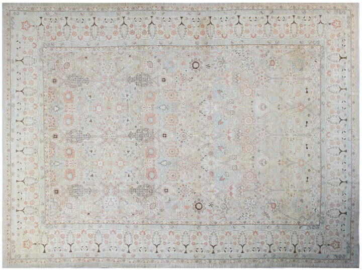 10x14 Fine Wool and Silk Tabriz Design Ariana Traditional Hand Knotted Rug 9ft 9in x 14ft 2in