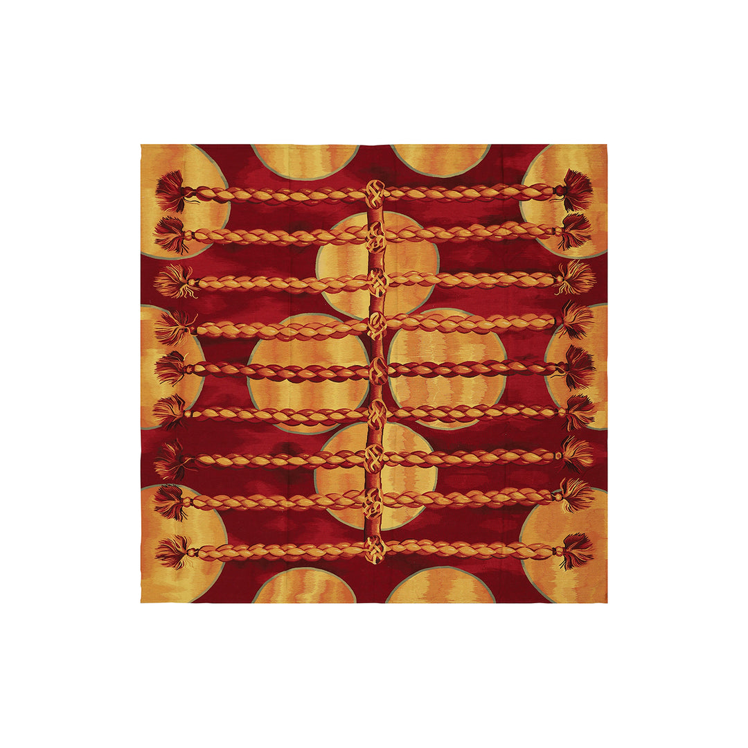 10x10 Red & Gold Aubusson Tapestry Rug | Handwoven French Aubusson