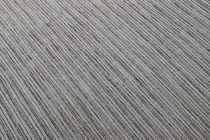 10'x10' Square Brown & Cream Striped Wool Rug