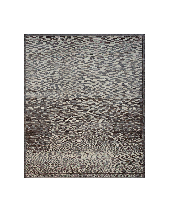 Gray and black patterned rug on a white background