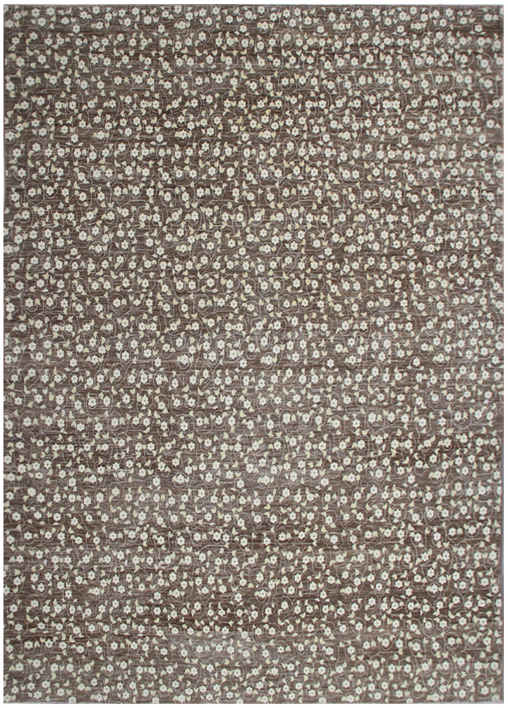 10'x12' Wool Area Rug | Floral Brown & Cream Rug