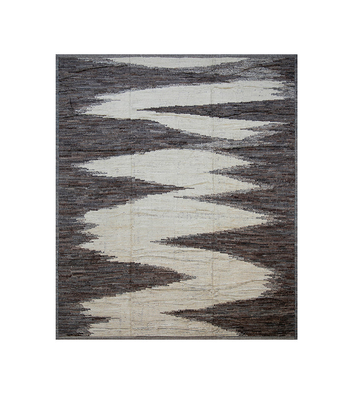 10'x13' Afghan Rug | Moroccan Style Shaggy | Brown Ivory Barchi Rug