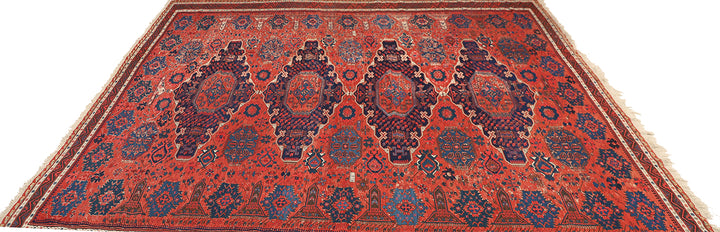 10'x13' Antique Caucasian Soumak Rug – Handwoven Organic Wool, Geometric