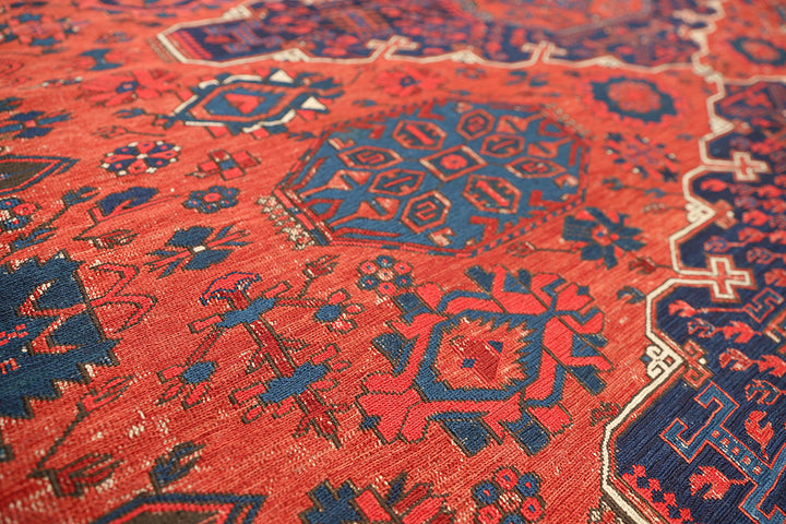 10'x13' Antique Caucasian Soumak Rug – Handwoven Organic Wool, Geometric