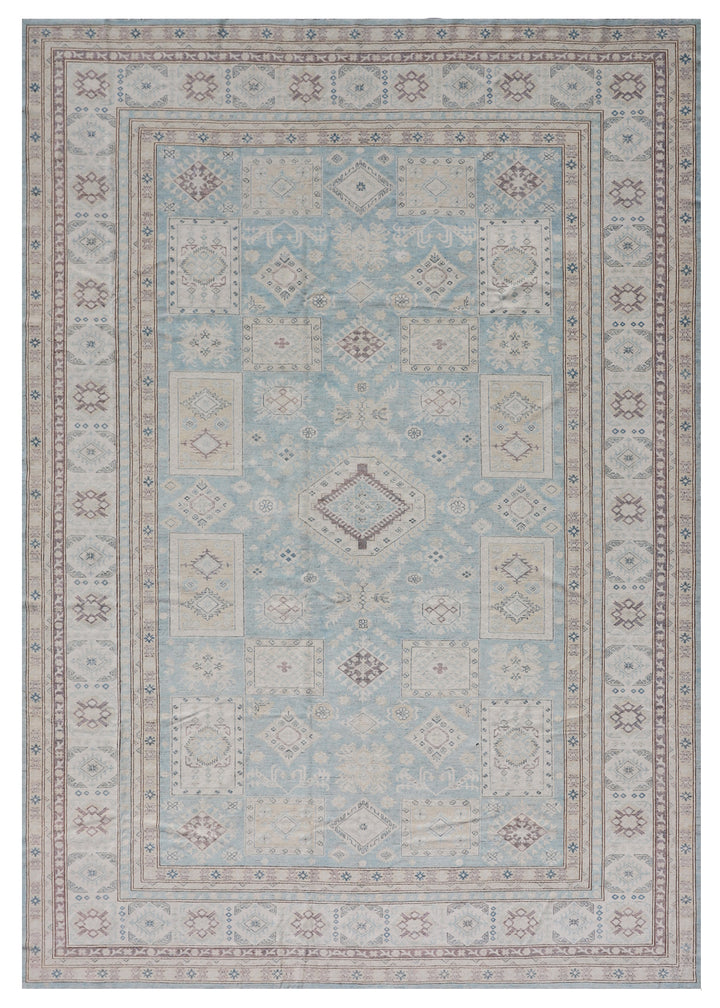 Caucasian Traditional Blue Ivory Brown Ariana Hazara Rug