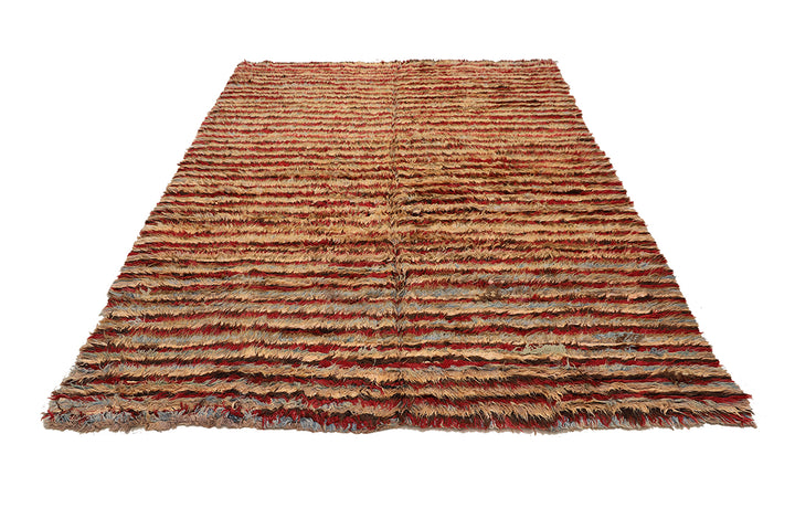 10'x13' Shaggy Wool Rug | Moroccan | Colorful Striped Rug