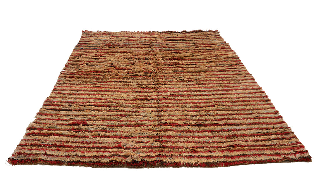 10'x13' Shaggy Wool Rug | Moroccan | Colorful Striped Rug