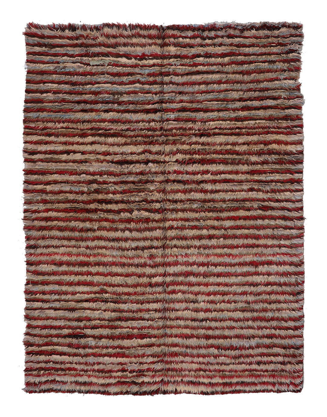 10'x13' Shaggy Wool Rug | Moroccan | Colorful Striped Rug