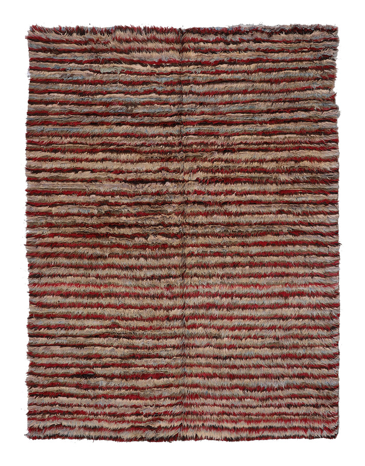 10'x13' Shaggy Wool Rug | Moroccan | Colorful Striped Rug