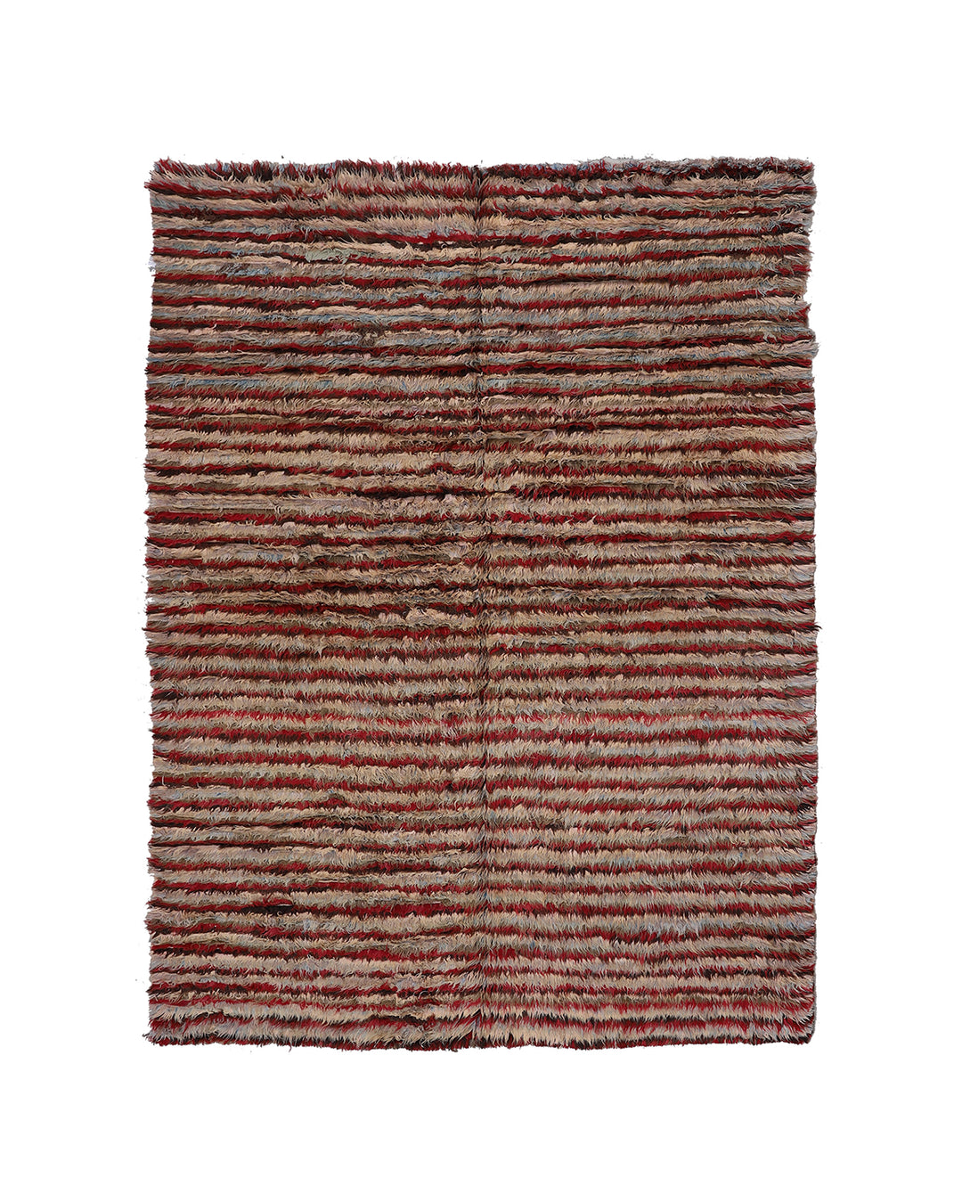 10'x13' Shaggy Wool Rug | Moroccan Style | Colorful Striped Large Size Rug