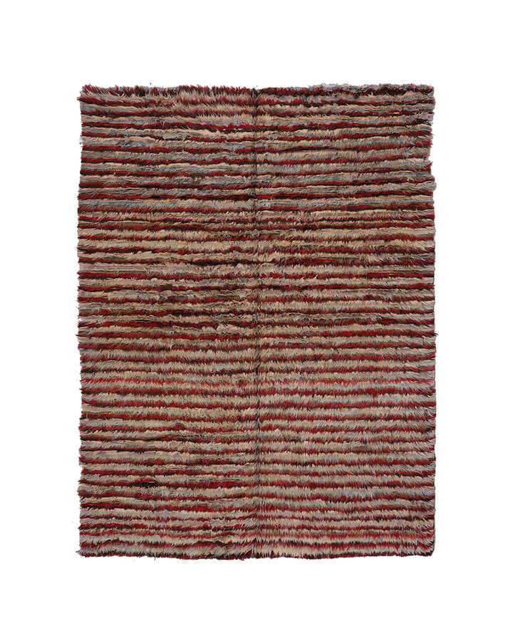 10'x13' Shaggy Wool Rug | Moroccan Style | Colorful Striped Large Size Rug