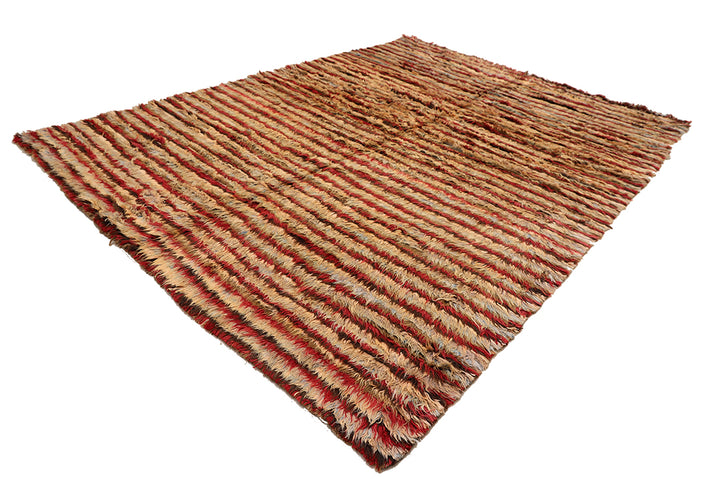 10'x13' Shaggy Wool Rug | Moroccan | Colorful Striped Rug