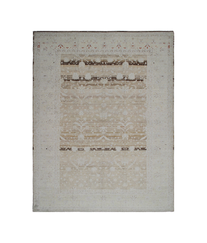 10'x13' Vintage-Style Rug | Abrash | Beige & Gold | Zero Pile | Ariana Vintage