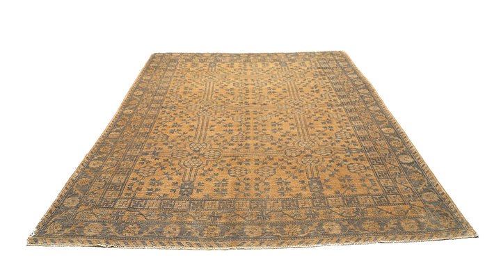 10x14 Afghan hand-knotted Samarkand Khotan pomegranate design rug in gold and grey organic wool by Ariana Rugs West Hollywood