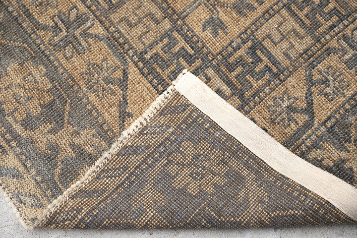 10x14 Afghan hand-knotted Samarkand Khotan pomegranate design rug in gold and grey organic wool by Ariana Rugs West Hollywood