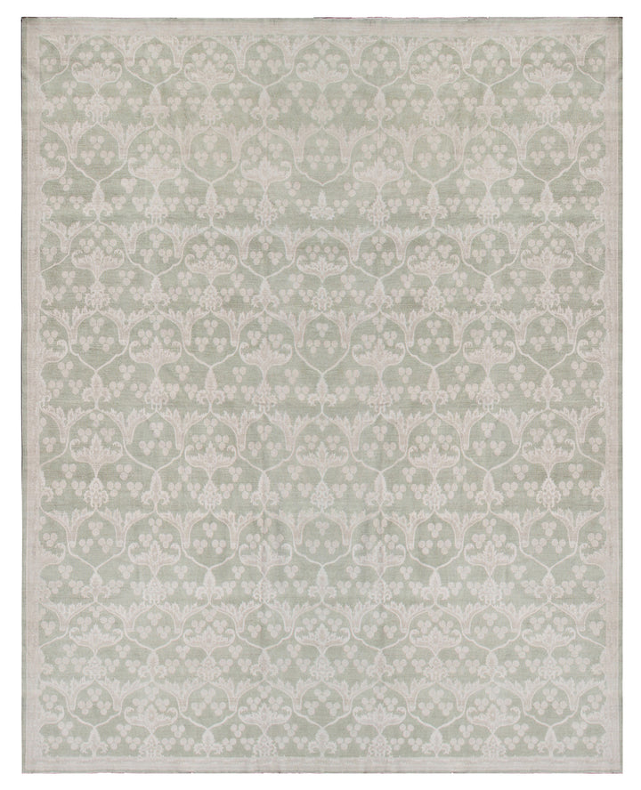 10x14 Ariana Luxury Green and Silk Ottoman Design Rug