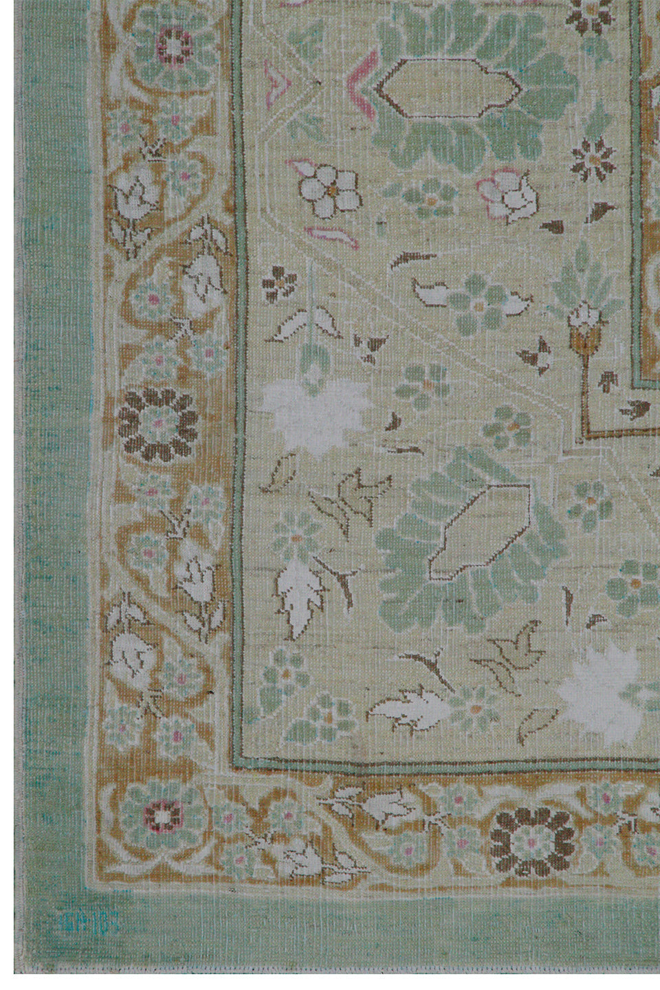 10x14 Ariana Luxury Green Tabriz Vase Design Rug