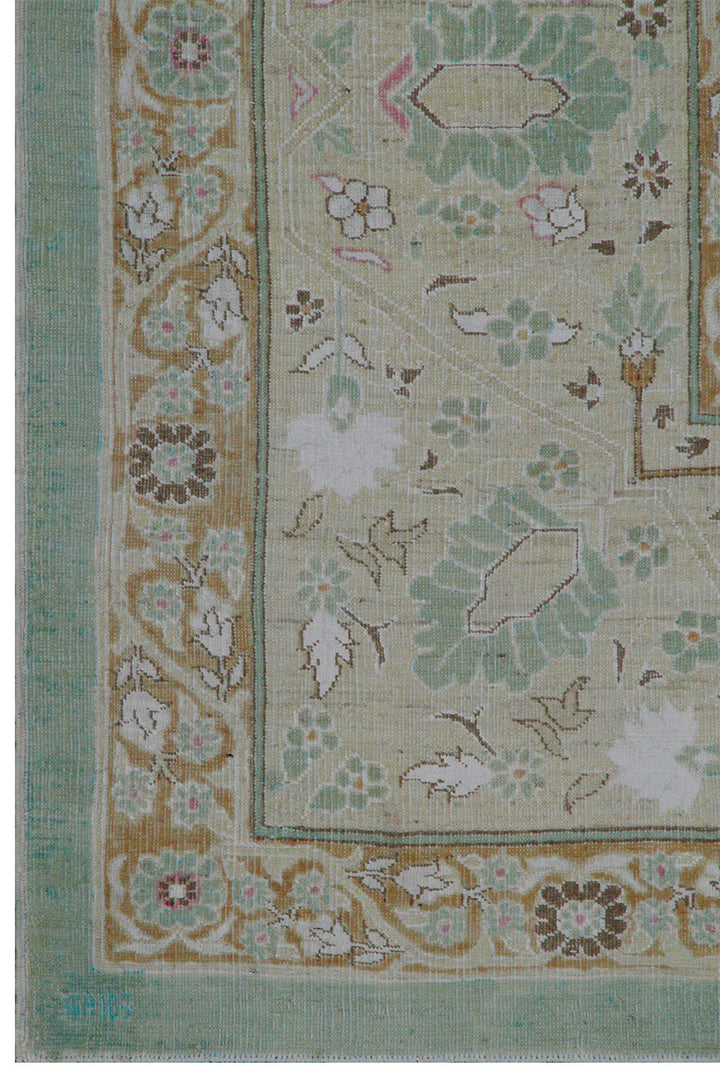 10x14 Ariana Luxury Green Tabriz Vase Design Rug