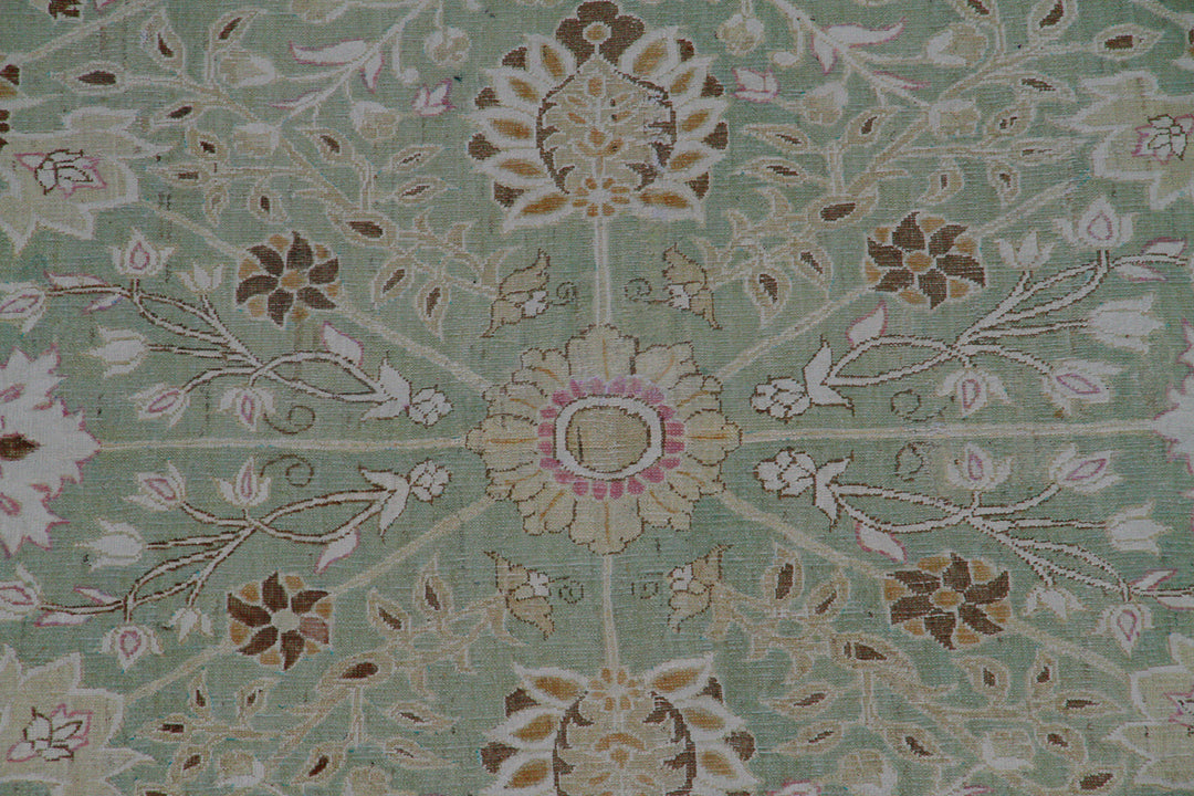 10x14 Ariana Luxury Green Tabriz Vase Design Rug
