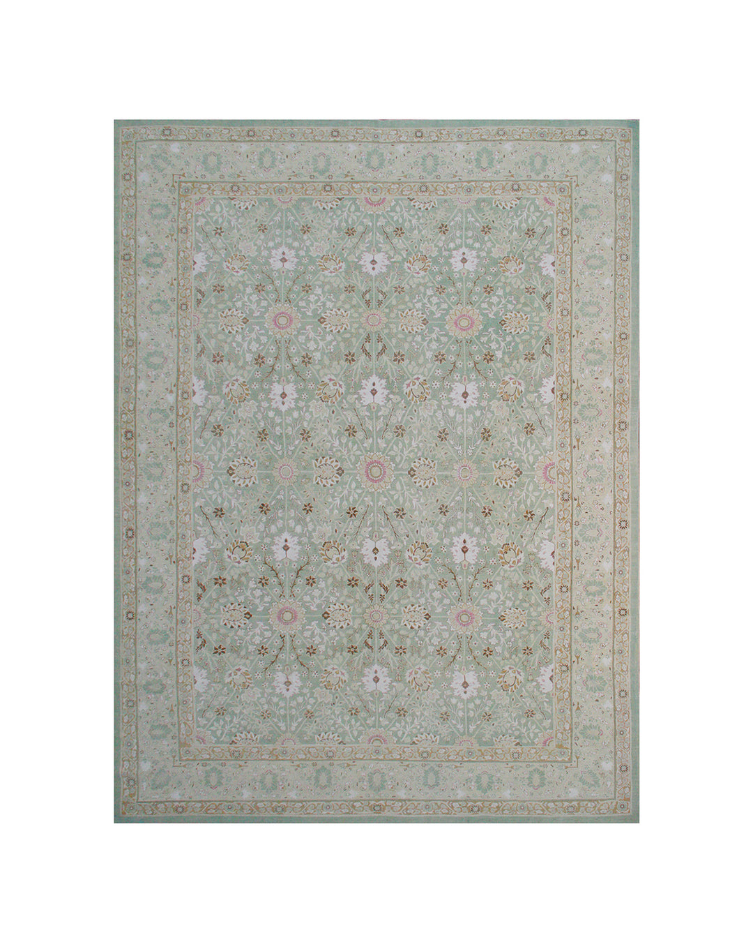10x14 Ariana Luxury Green Tabriz Vase Design Rug
