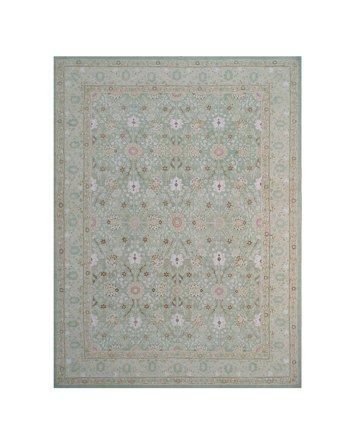 10x14 Ariana Luxury Green Tabriz Vase Design Rug