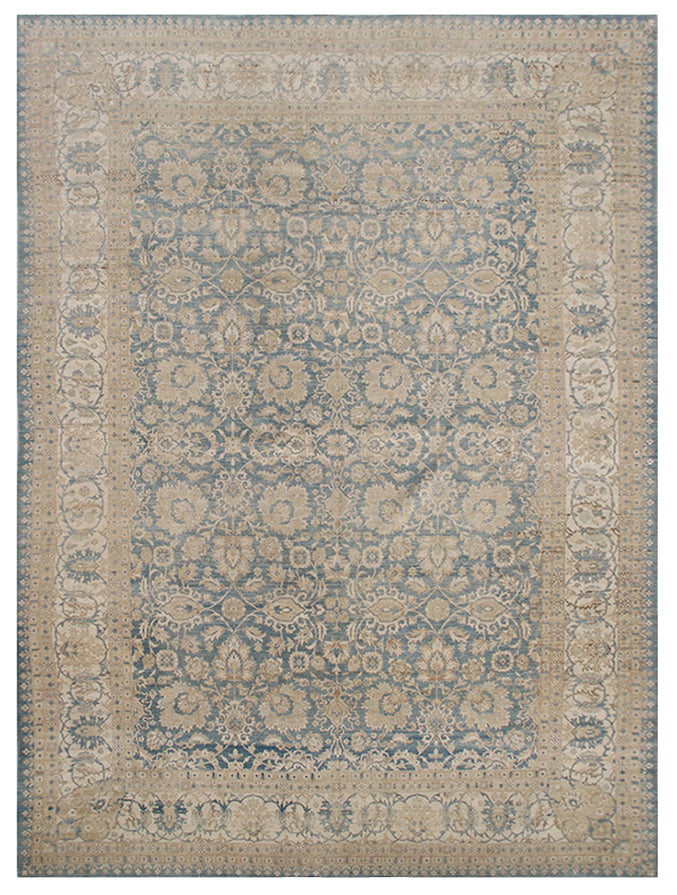 10x14 Ariana Traditional Agra Blue Cream and Beige Rug