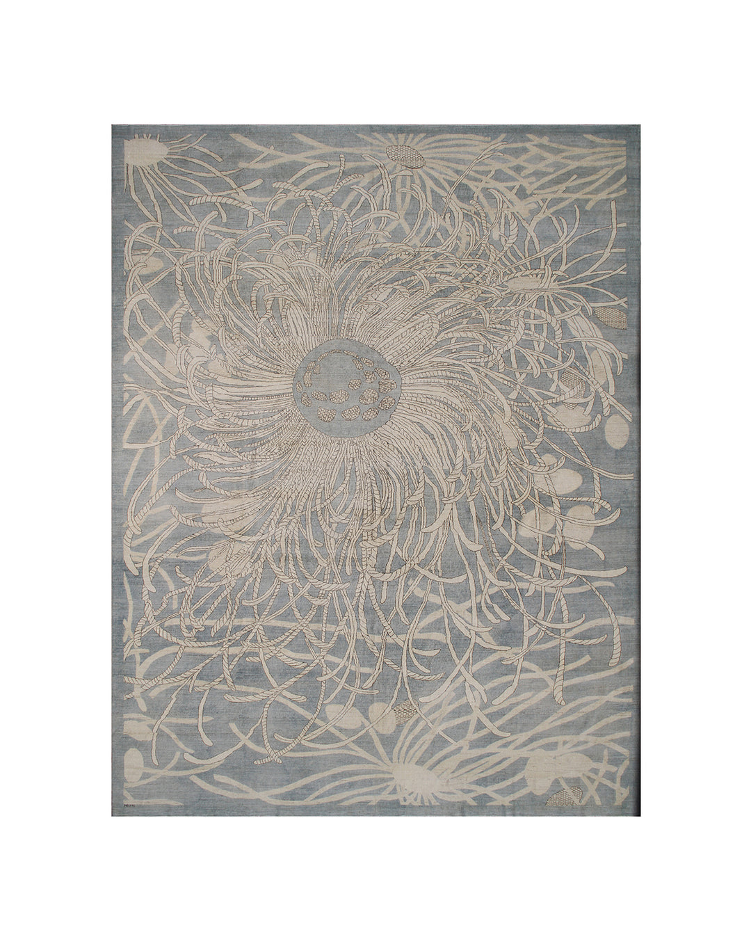 10'x14' Blue Father Star Fish Design Ariana Modern Hand Knotted Rug