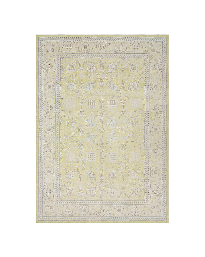 10'x14' fine silk and wool green gold blue ivory grey brown Shahabas design Ariana luxury rug