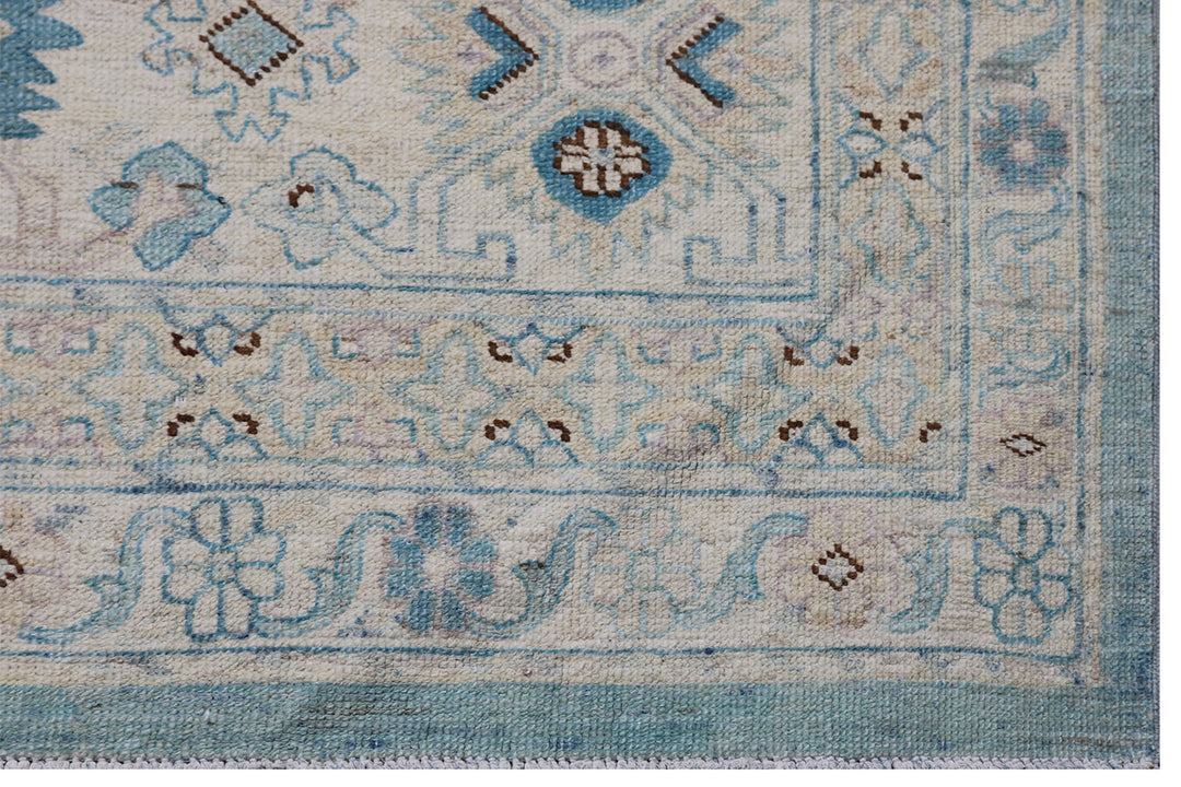 Geometric Caucasian Rug | Blue & Ivory Ariana Hazara Rug