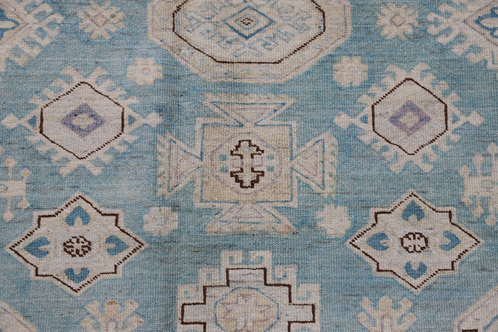 Geometric Caucasian Rug | Blue & Ivory Ariana Hazara Rug