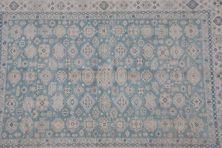 Geometric Caucasian Rug | Blue & Ivory Ariana Hazara Rug