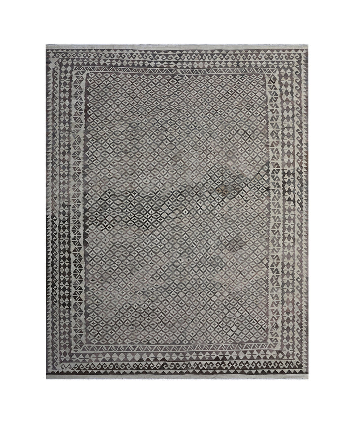 10'x14' Handwoven Afghan Kilim | Geometric Maimana Kilim