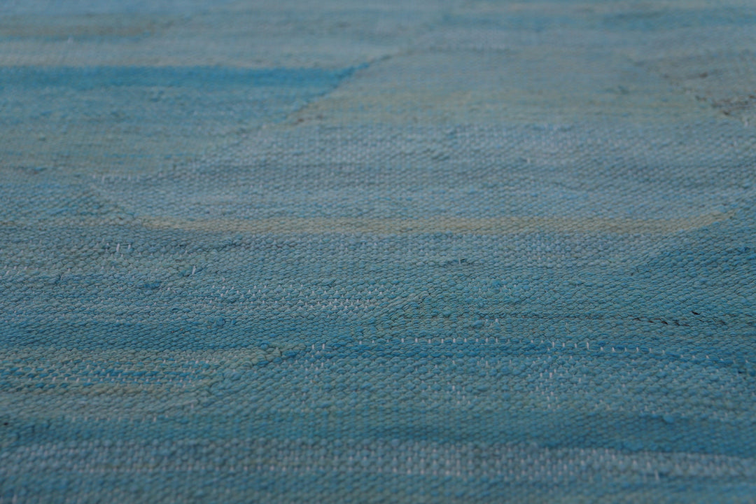 10'x14' Handwoven Kilim Rug | Turquoise Brown Ivory | Luxury Geometric