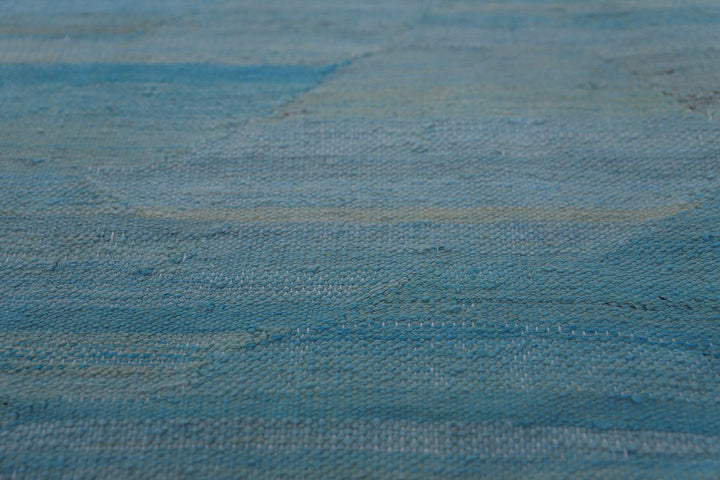 10'x14' Handwoven Kilim Rug | Turquoise Brown Ivory | Luxury Geometric