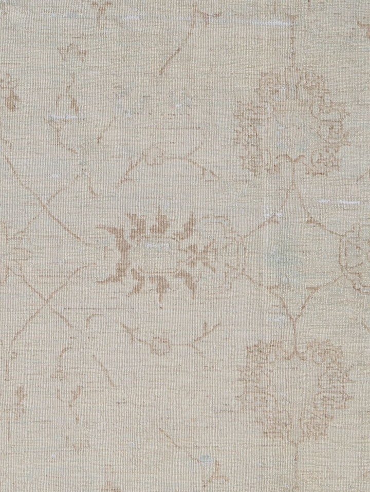 10'x14' Ivory Agra Floral Rug | Afghan Hand-Knotted | Organic Wool | Vintage