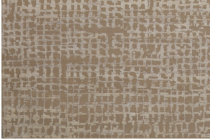 Textured brown and beige patterned rug