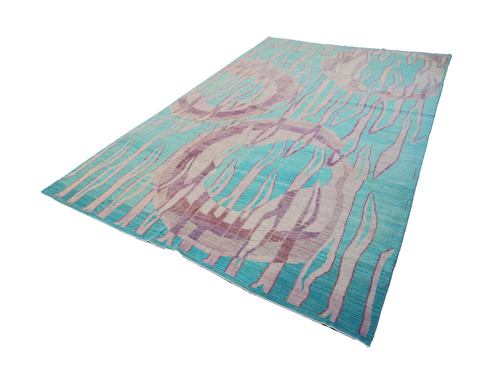 10'x14' Modern Afghan Rug – Hand-Knotted by Hazara Women | Organic Wool