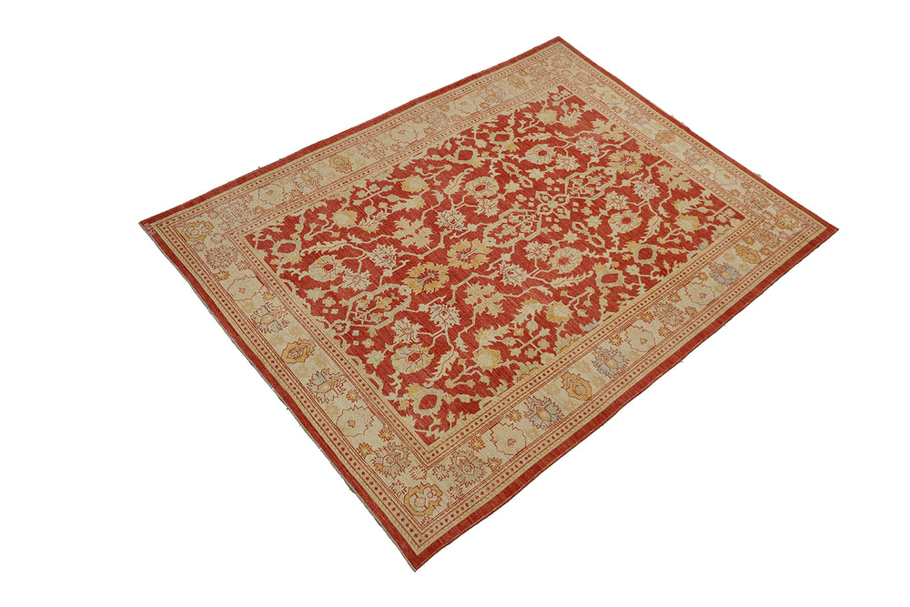 10'x14' New Hand-Knotted Afghan Oushak Rug - Organic Wool Floral