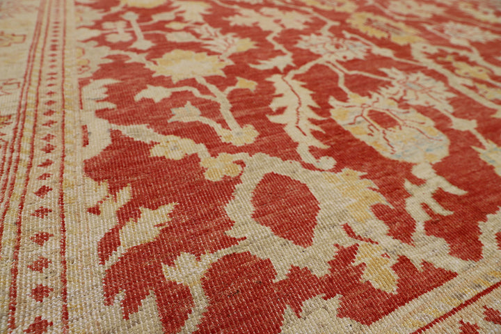 10'x14' New Hand-Knotted Afghan Oushak Rug - Organic Wool Floral