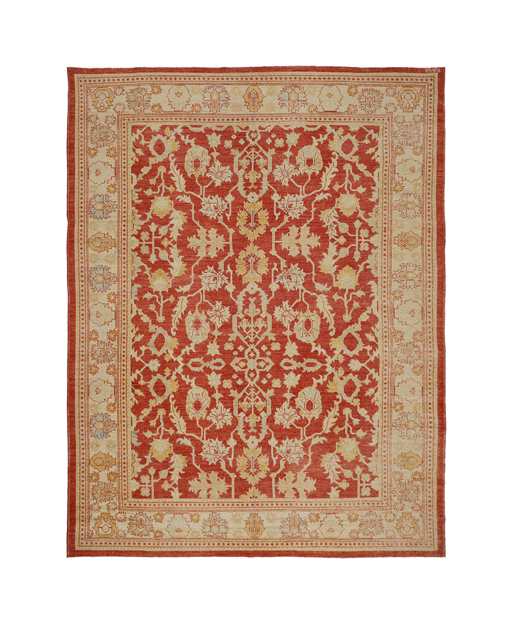 10'x14' New Hand-Knotted Afghan Oushak Rug - Organic Wool Floral