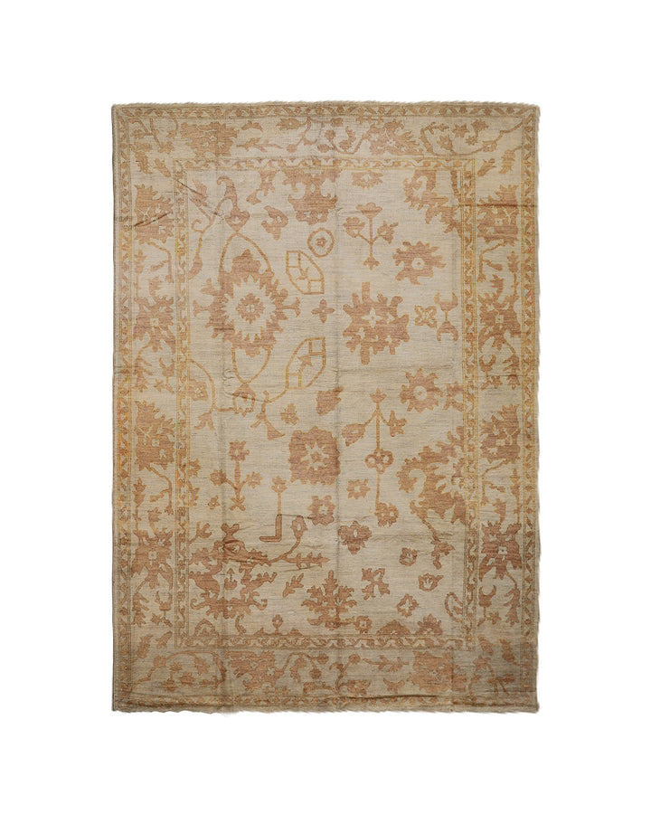 10x14 luxury hand-knotted soft yellow gold Oushak style rug by Ariana Rugs West Hollywood