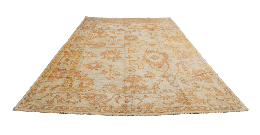 10x14 luxury hand-knotted soft yellow gold Oushak style rug by Ariana Rugs West Hollywood