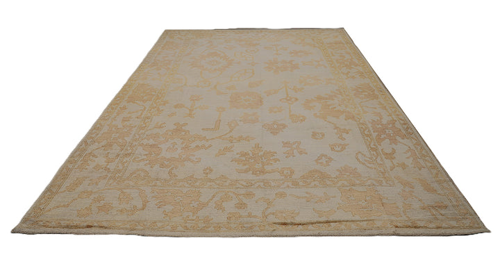 10x14 luxury hand-knotted soft yellow gold Oushak style rug by Ariana Rugs West Hollywood