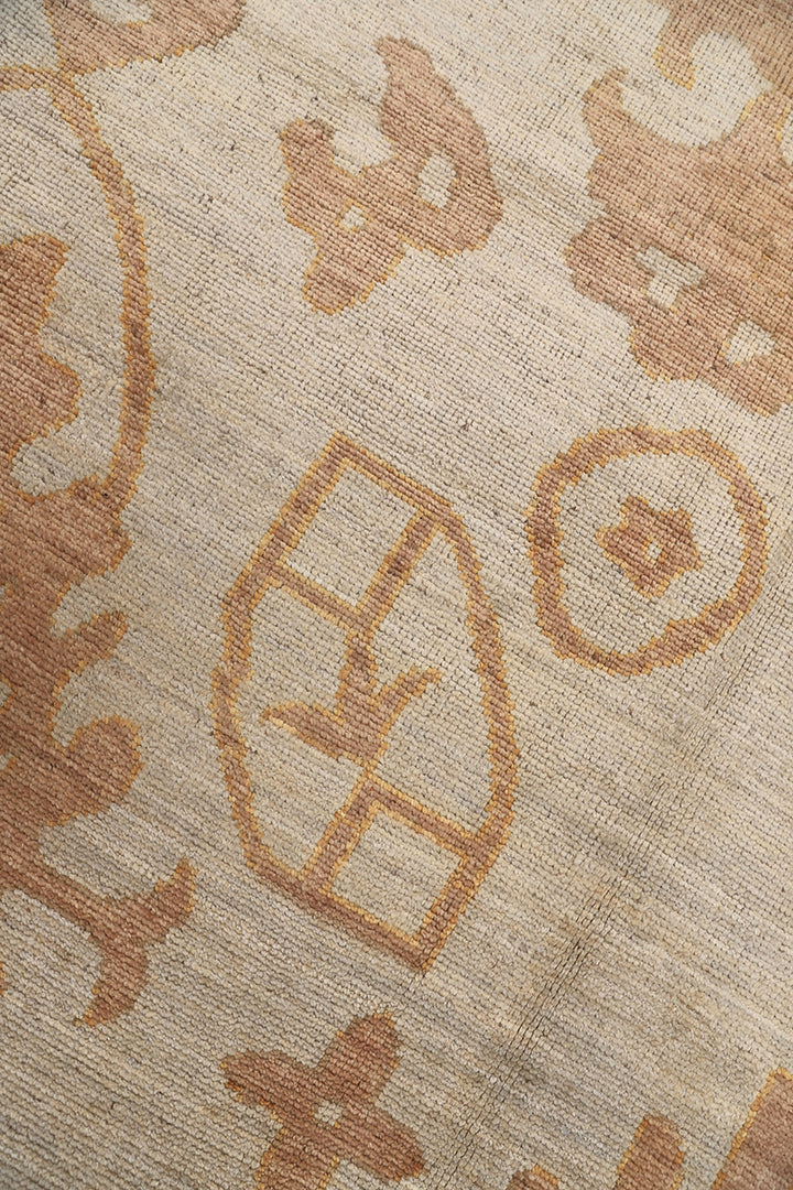 10x14 luxury hand-knotted soft yellow gold Oushak style rug by Ariana Rugs West Hollywood