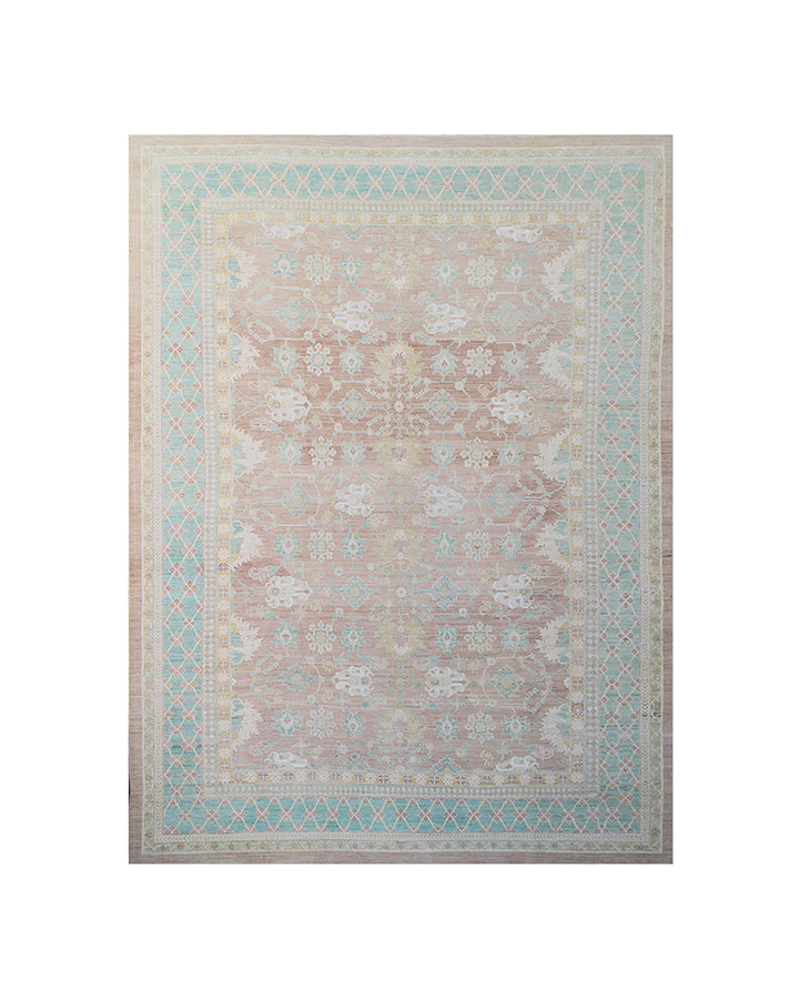 10'x14 Wool Area Rug | Turquoise Move Ivory | Persian Rug